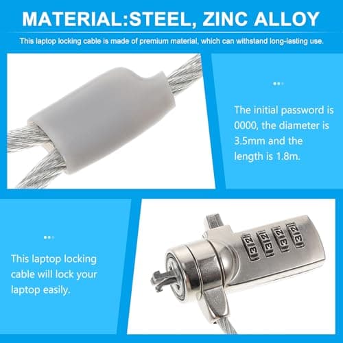 Mikikit Portable Password Laptop Lock with 1.8m Steel Cable and Zinc Alloy Material for Greater Security and Easy Connection, Suitable for Laptops and Projectors in Office and Travel Use — view 5