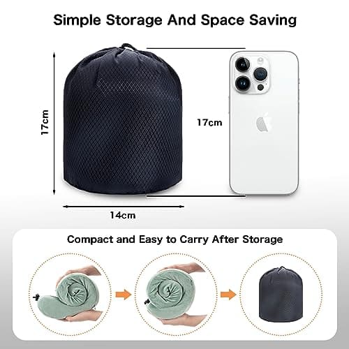 WENGX Travel Pillow Neck Pillow Memory Foam Soft Comfort and Support Travel Flight Neck Pillows,U-shaped Pillow for Sleeping with Storage Bag for Airplane Car Office Home,etc (Green) — view 5