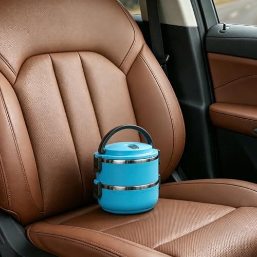 DOITOOL Pet Travel Bowl Double Layer Dog Water Bowl with Handle Leak Proof Food Grade Portable Feeding Container for Outdoor Travel Stackable 2 in 1 Pet Food and Water Storage — view 2