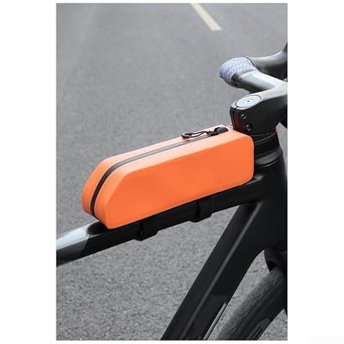 Jayruit Bike Top Tube Bag, Waterproof Bike Front Frame Bag, Hard Case Bike Bag, Large Capacity fits for Outdoor Cycling Travel Hiking(Orange) — view 4