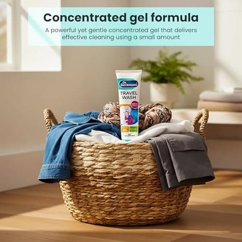 Dr Beckmann Travel Wash Gel Non Bio 100ml Compact Laundry Detergent for Hand Washing Clothes While Travelling Gentle on Fabrics and Skin Ideal for Holidays Business Trips and Camping — view 3