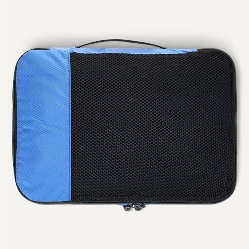 Amazon Essentials 4-Piece Packing Cubes Travel Accessories Set, Luggage Organiser with Double Zip, Mesh Top, 100% Polyester, Medium, Blue (Previously Amazon Basics) — view 5