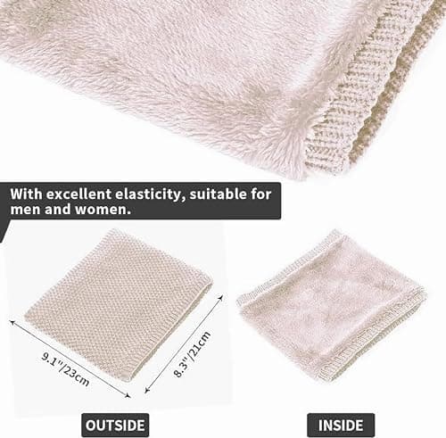 Minicoco Neck Warmer Winter Fleece Loop Scarf Men Women Thick Neck Warmer Fleece Sports Gaiter Mask Knitted Scarf Windproof Circle Scarf For Motorbike Bike Ski (Beige) — view 3