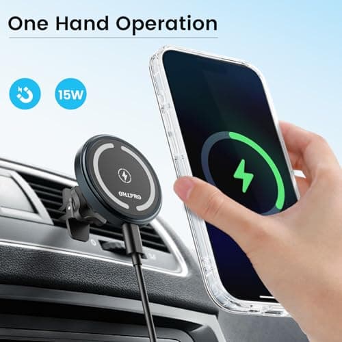 OHLPRO for MagSafe Car Mount Charger iPhone Wireless Car Charger, Stick on Dashboard Magnetic Phone Holder Mount for iPhone 17 Pro Max 16 15 14 Series, 15W Fast Charging, Aluminum Shell — view 2