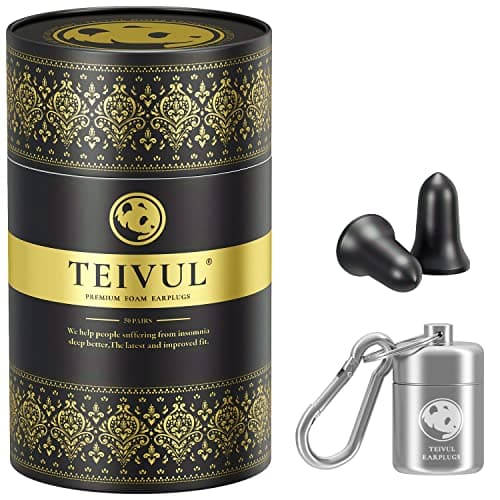 TEIVUL Soft Foam Ear Plugs 50 Pairs,Hearing Protection 38dB,Ear Plugs for Sleeping and Noise Cancelling,Ear Plugs for Travel,Work,Study, Concerts, Black, 100.0 count