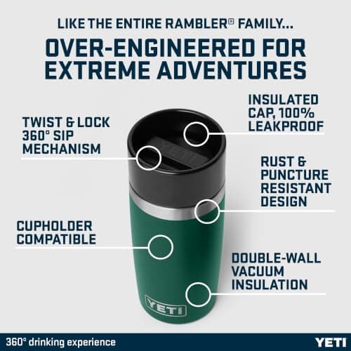 YETI Rambler 12 oz (355ml) Travel Bottle, Black Forest Green — view 3