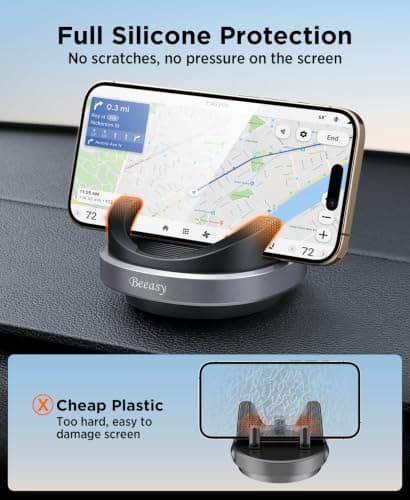 Beeasy Car Phone Holder Mount,360° Adjustable & Glare-Free Dashboard Phone Holder, Washable Silicone Phone Stand for Car, Anti Slip Car Mount for iPhone Samsung,Smartphones and GPS — view 6