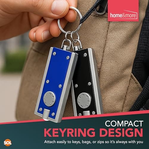 SOL 4pk LED Keyring Torch Compact Pocket Light with Built in Batteries Mini Keychain Lamp for Camping Hiking Outdoor Travel Emergency Use Portable Bright Utility Illumination — view 3