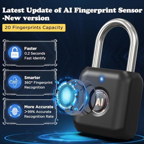 Eseesmart Small Fingerprint Padlock - APP Control,Gym Locker Lock,Keyless USB Charging Smart Lock for Gym Locker, Luggages & Suitcases — view 4