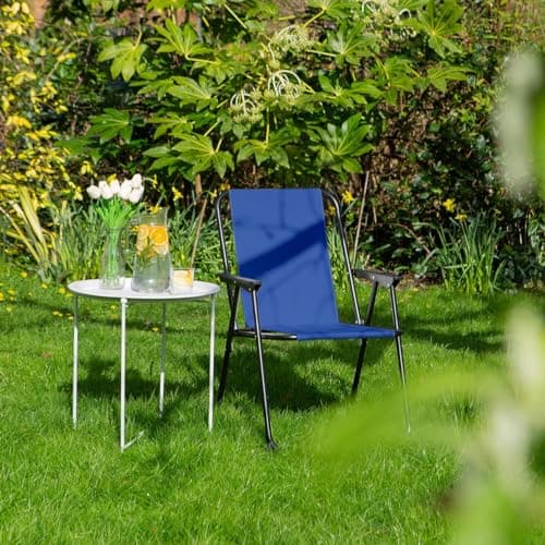 Harbour Housewares Folding Beach Chairs - Navy - Pack of 2 - Metal Outdoor Patio Seat Lightweight Portable Deck Chair for Picnic, Garden, Camping, Fishing — view 2