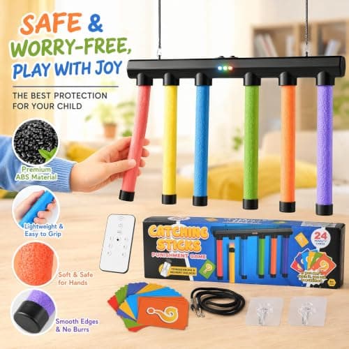 Catching Sticks Reaction Game, 3 Speeds Drop Stick Challenge Party Games — view 4
