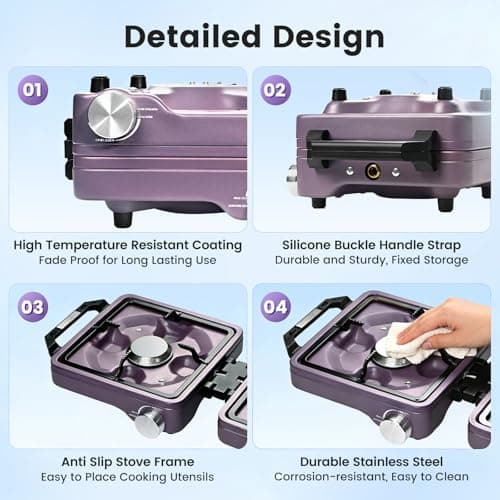 Fushabana Camping Stove Gas Portable, 5000W Double Burner Foldable Cooker — view 6