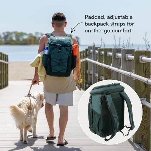 Titan 30 Can Collapsible Backpack Cooler, Ice Walls, 2 Days Ice, Green — view 5