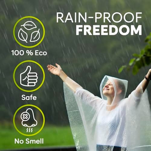 ZENO Rain Poncho Waterproof Adult - Festival Poncho - Waterproof, Disposable, Clear with Hood - Emergency Rain coat for Hiking, Cycling, Camping, Concert - Pack of 4 — view 2