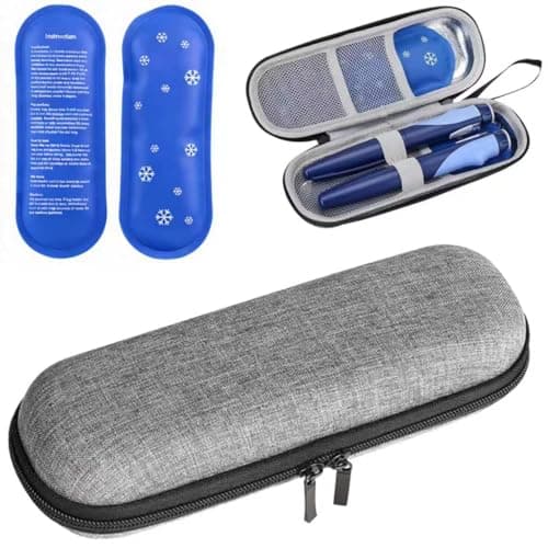 YILUXIANGYANG Insulin Pen Case, Portable Insulin Cooler Travel Case with 2 Ice Packs,Diabetic Supplies Insulin Pen Case, Medicine Cooler for Travel Insulin Case Diabetic Bag (Grey, 1 Set)