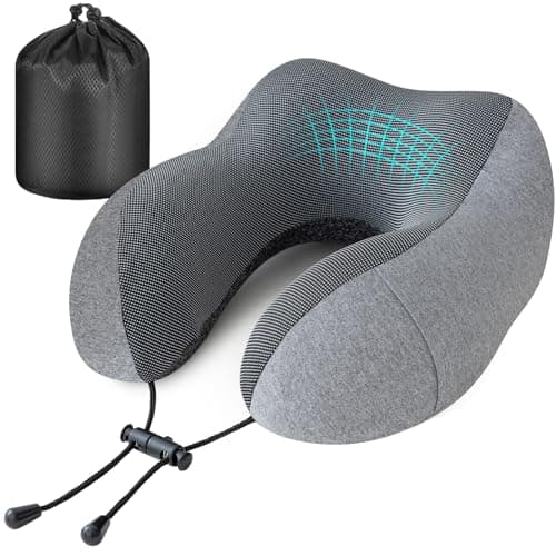 Jiancrate Travel Pillow for Airplane, Neck Pillow for Travel, Memory Foam Travel Neck Pillow for Adults, Soft & Lightweight Flight Pillow, Ergonomic Neck Cushion With Carry Bag
