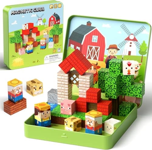 STEM MATCH Magnetic Blocks Travel Set: 49-Piece with Storage Tin for Kids