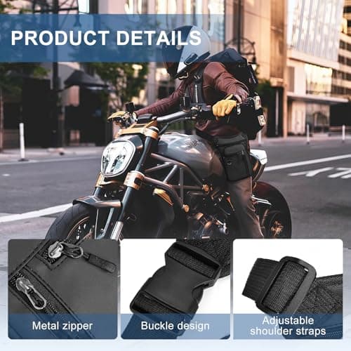 Flintronic Motorcycle Leg Bag, Hiking Waist Pack, Thigh Fanny with Adjustable Waist and Thigh Strap, Multi-Function Sports Pouch Bag, for Men Women Cycling Running Traveling and Fishing — view 3