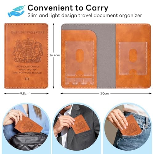YAVIV Passport Holder for Women&Men，Travel Wallet RFID Blocking-Brown — view 5