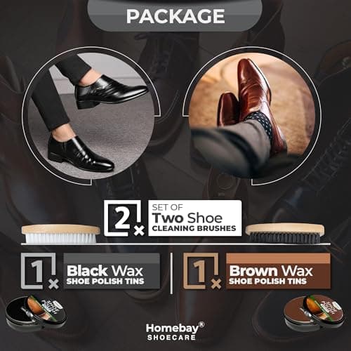 6pc Black & Brown Shoe Polish Kit For Leather Shoes With Carry Pouch — view 3