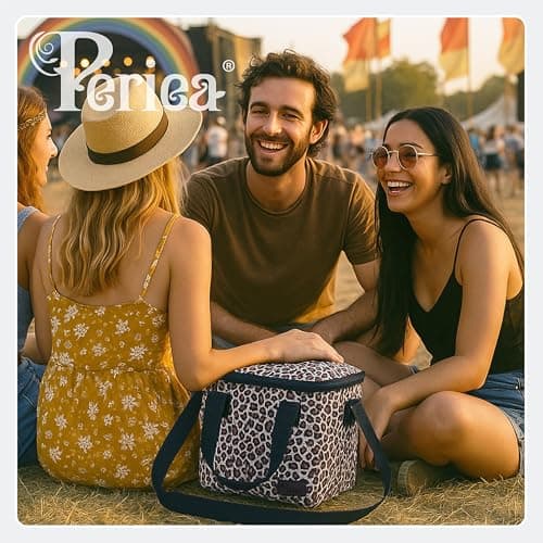 Periea Liz Insulated Lunch Bag – Cool Bag for Work, School, Travel & Picnics (Gold Leopard, Large) — view 2
