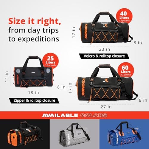 KRONOX Motorcycle Duffel Bag Waterproof, 25L Blue – Durable Motorcycle Luggage & Saddle Bags. Back Seat Dry Bag for Travel, Commute & Dirt Bike Gear — view 3