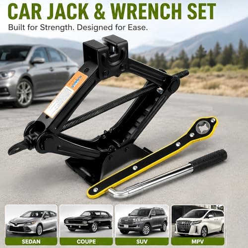 2 Tonne Scissor Jack Kit for Car SUV Universal Tyre Change Tool Set with Ratchet Wrench, Lug Nut Wrench (17/19/21/23mm), Gloves & Bag, Emergency Roadside Recovery Lifting Kit for Vehicle Van — view 5