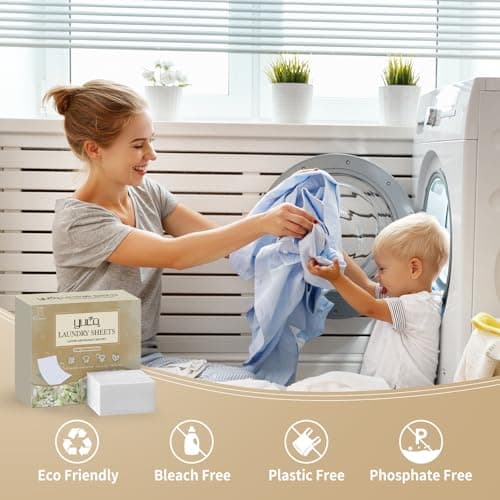 YUCO Laundry Detergent Sheets 80 Loads, Eco Travel Laundry Detergent Liquidless Detergent Soap Sheet, Dissolvable in in Sink and Washer, Plastic Free Packaging, Amber Sandalwood (1 Pack, 150g) — view 5