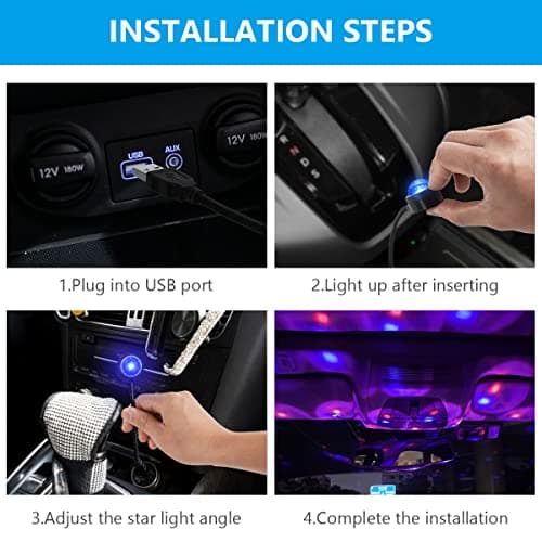 URAQT LED Roof Atmosphere Light, USB Sound Activated Star Projector, 3 Colors - 9 Lighting Effects, Romantic Decorative for Car/Home/Party - Plug and Play — view 5