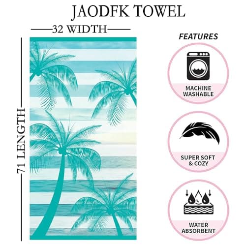 JAODFK 2 Pcs Microfibre Beach Towel 71"X32" Quick Dry Lightweight Sand Free Extra Large Thin Towels Travel Essentials For Adults Womens Swim Bath Accessories Mats Holiday Must Haves Coconut Tree — view 2