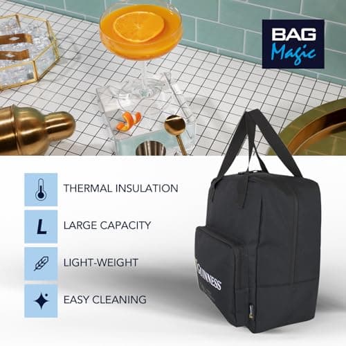 Guinness Cooler Bag 16L – Insulated Thermal Lunch Tote for Picnic, BBQ, Camping & Travel | Soft-Sided Ice Bag with Padded Handles | Black Travel Cooler for Men & Adults | Official Guinness Branding — view 2