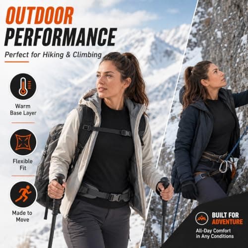 Innfttwo Womens Thermal Long Sleeve Top Women Gym Tops for Women UK for Ski Running Hiking Cycling,Black,M — view 6