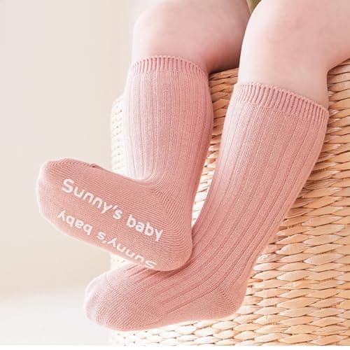 HXQLXGT Toddler Knee High Socks Non Slip Anti Skid Baby Boy Girls Seamless Long Stockings (UK, Age, 1 Year, 3 Years, 6 Pairs Multicolor) — view 6