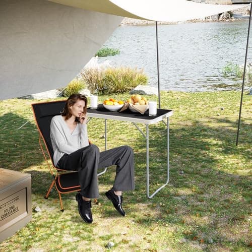 eSituro Ultra Lightweight Folding Camping Chair, Black+Orange, 1PC — view 2