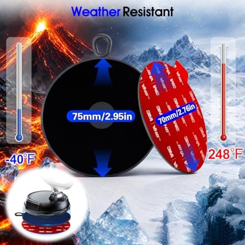 volport 2pcs 2.95"/75mm Dashboard Pad Mounting Disk for Suction Cup Mount with 2pcs 2.76"/70mm Heat Resistant Sticky Adhesive Replacement Sticker for Smartphone/GPS/Dashcam/Tablets Holder — view 3