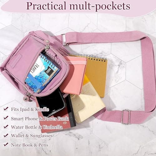 Zuimei Sling Bag Chest Bag for Women Men Waterproof, Light Purple — view 5