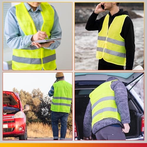 DASBET Emergency Warning Triangles and 2 Pack Reflective Vest Kit — view 6