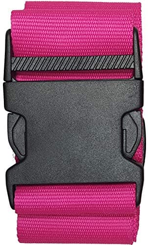 Personalised Luggage Strap with Name – Custom Embroidered Suitcase Belt 180cm x 5cm – Adjustable Travel Baggage Strap for Easy Identification – 100% Polypropylene Material (Pink)