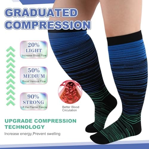 Zuimei 4 Pairs Plus Size 20-30 mmHg Compression Socks for Women Men — view 4
