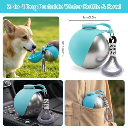 Portable Dog Water Bottle Kaluofan Stainless Steel 330ML Dog Bottle(Blue) — view 4