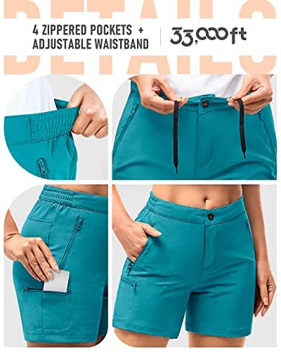 33,000ft Women's Hiking Shorts Quick Dry 5" Cargo Shorts Stretch Lightweight Summer UPF50+ Pants for Golf, Camping, Traveling, Running Blue-Green 16 — view 4