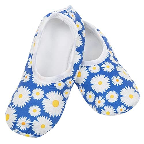 Snoozies! Travel Skinnies Animal Designs Super Soft Womens Slippers with Non-Slip Sole - Ladies sizes from 3-7 (Daisy, small)