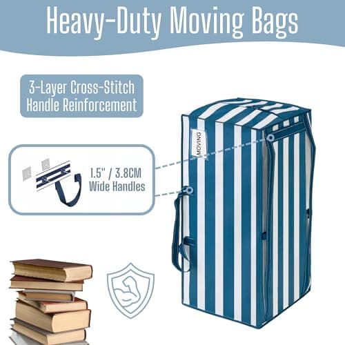 VENO 10 Pack Heavy Duty Moving Bags with Backpack Straps, Zippers & Handles, Extra Large Packing Bags for College Dorm Essentials, Moving Supplies Alternative to Cardboard Moving Boxes — view 3