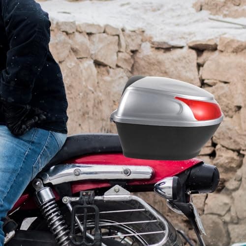 Motorbike Rear Box Lockable Silver Plastic Storage Trunk for Travel Compatible with Motorcycles and Electric Vehicles Featuring Easy Installation — view 5