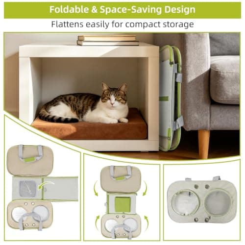 Cat Carrier Large, Breathable Pet Travel Carrier for Cats & Puppy, Green — view 5
