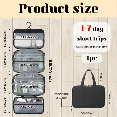 hautllaif Hanging Toiletry Bag for Women,Waterproof Travel Bag with Hook — view 2