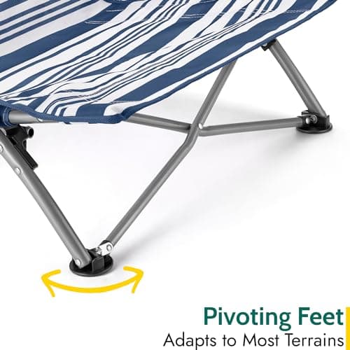 Trail Sisken Low Folding Beach Chair, Navy Blue Stripes — view 5