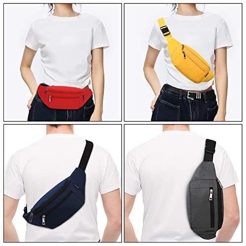 Bumbags Waist Fanny Packs for Men Women Fashion Bum Bag with Adjustable Belt for Sport Running Hiking Jogging Travel Cycling Walking Dog Boys Ladies (Red) — view 5