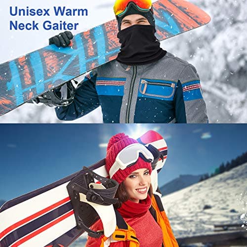 Hicarer 4 Pieces Winter Fleece Neck Warmer Snoods for Men Women Gaiter Thick Thermal Windproof Ski Neck Scarf Balaclava(Black, Blue, Red, Coffee) — view 5