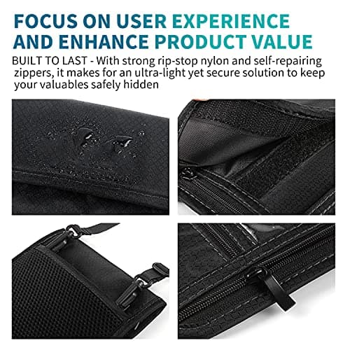 BTDAO RFID Blocking Passport Holder Wallet with Neck Stash Pouch for Traveling Security Credit ID Card (Black) — view 4